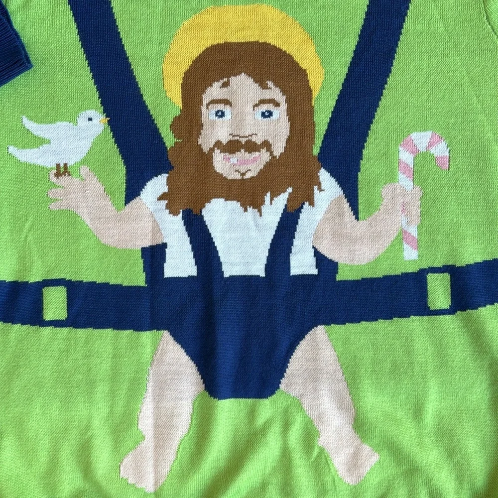Tipsyelves Green Blue Funny‎ Ugly Christmas Crewneck Sweater Men’s Size XL NEW